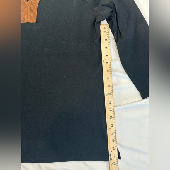 Ralph Lauren Black Long Sleeve Top w/ Brown Trim- XL- Cotton - Picture 6 of 11